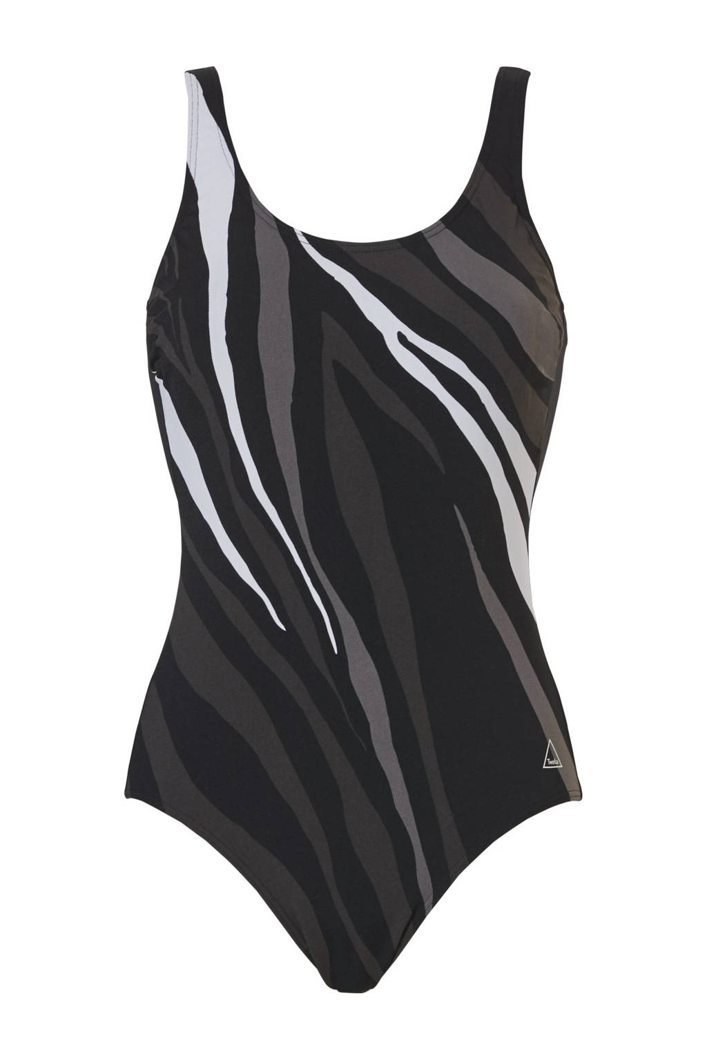 Tweka corrigerend badpak met all over print zwart/wit, Zwart/wit