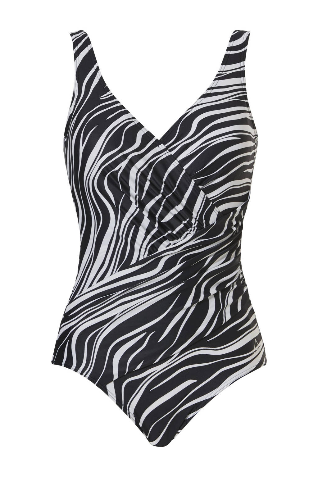 Tweka corrigerend badpak met all over print zwart/wit, Zwart/wit