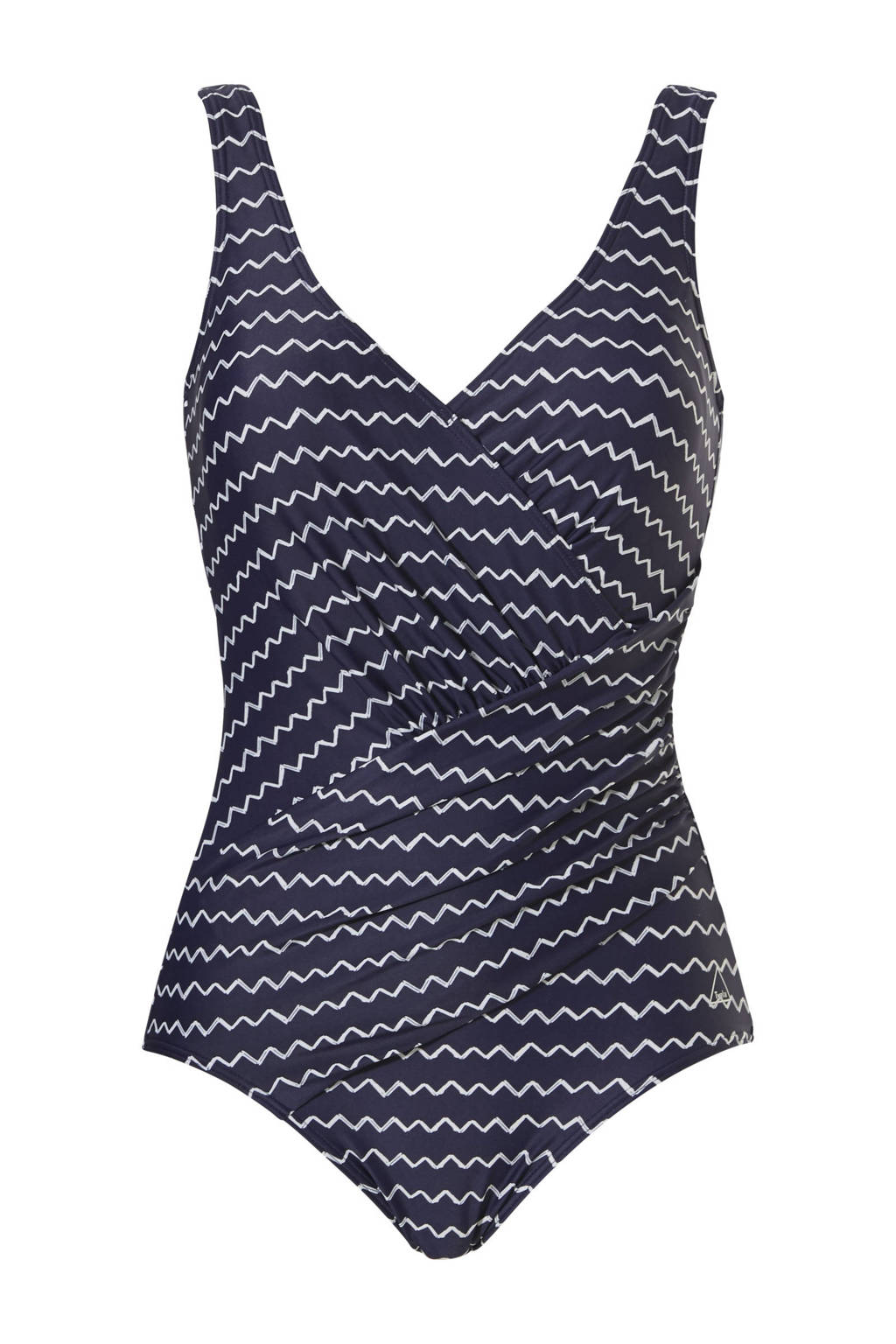 Tweka corrigerend badpak met all over print donkerblauw/wit, Donkerblauw/wit