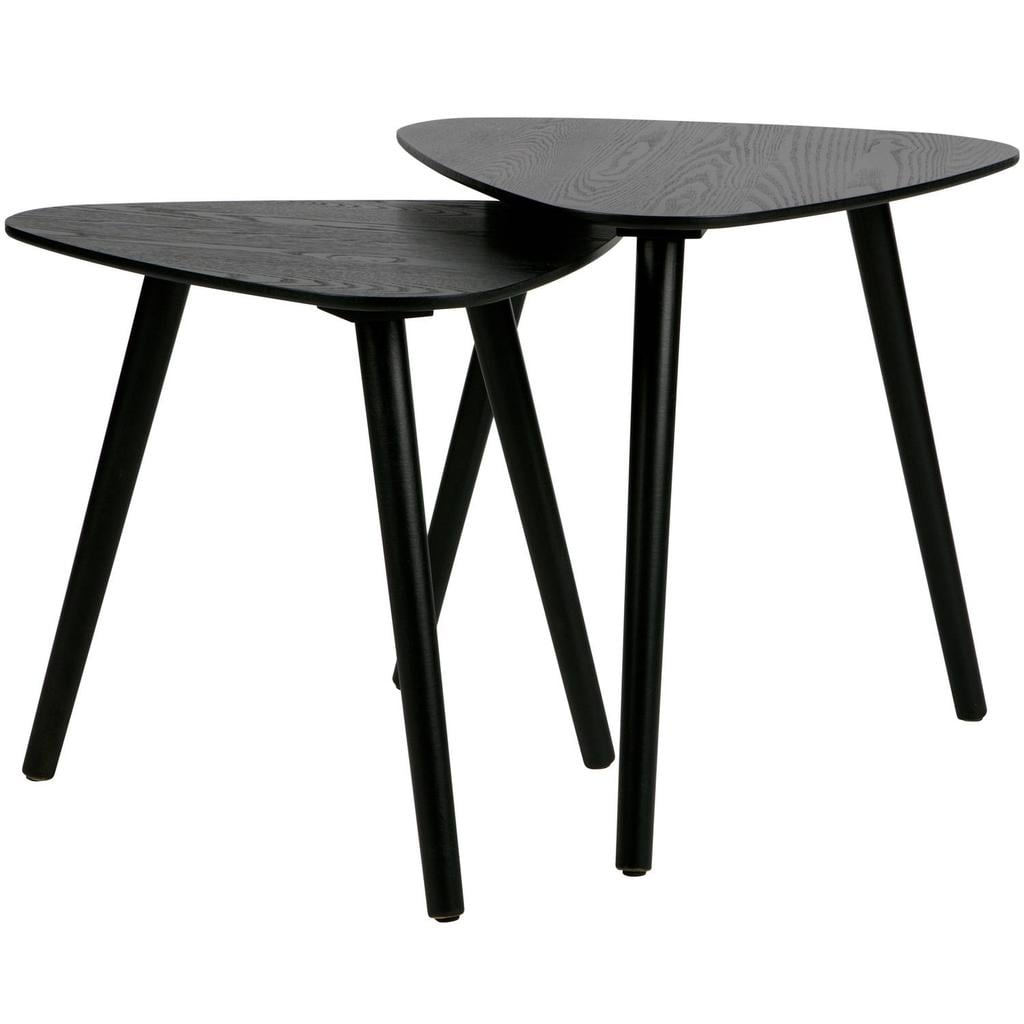 WOOOD Nila Bijzettafels - Hout - Zwart - Set van 2
