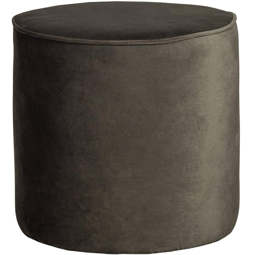 WOOOD Sara Poef Hoog 46xØ46 cm - Velvet - Donkerbruin