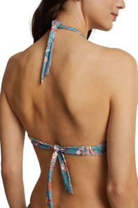 ESPRIT Women Beach strapless bandeau bikinitop met all over print lichtblauw/oranje