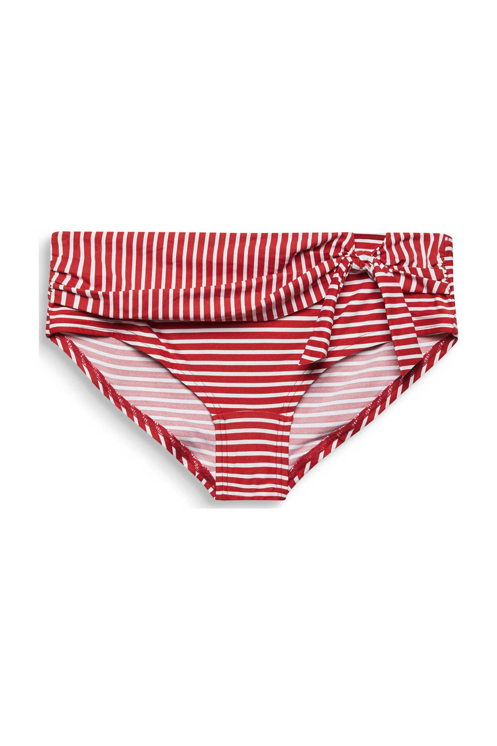 ESPRIT Women Beach gestreept bikinibroekje met strik rood/wit, Rood/wit