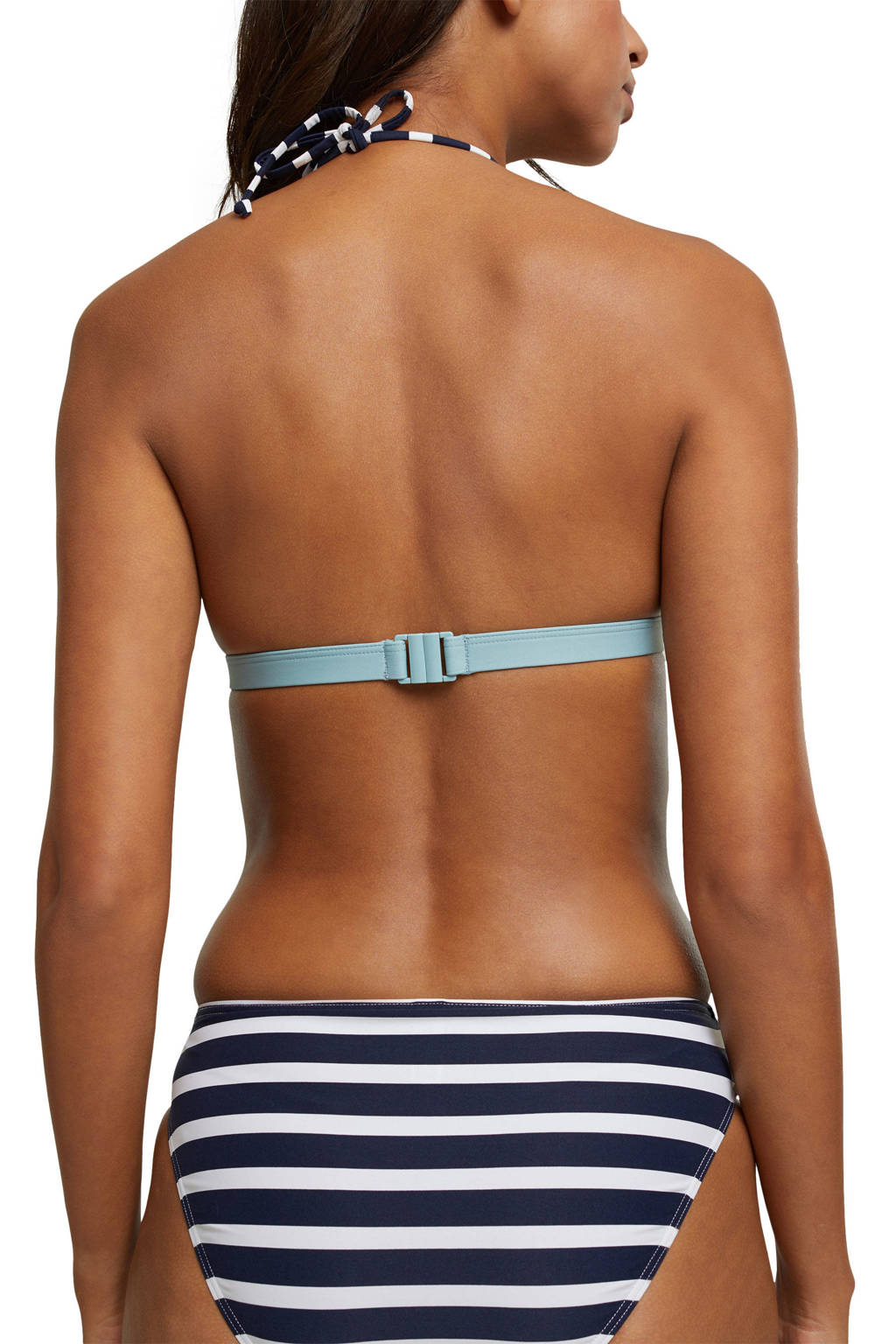 ESPRIT Women Beach gestreepte halter bikinitop donkerblauw/wit