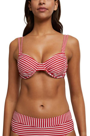 niet-voorgevormde gestreepte beugel bikinitop rood/wit