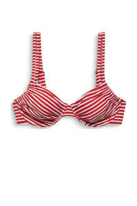 ESPRIT Women Beach gestreepte beugel bikinitop rood/wit