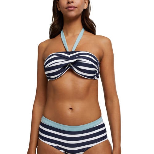 ESPRIT Women Beach niet-voorgevormde bandeau bikinitop donkerblauw/wit
