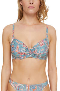 ESPRIT Women Beach beugel bikinitop met all over print lichtblauw/oranje