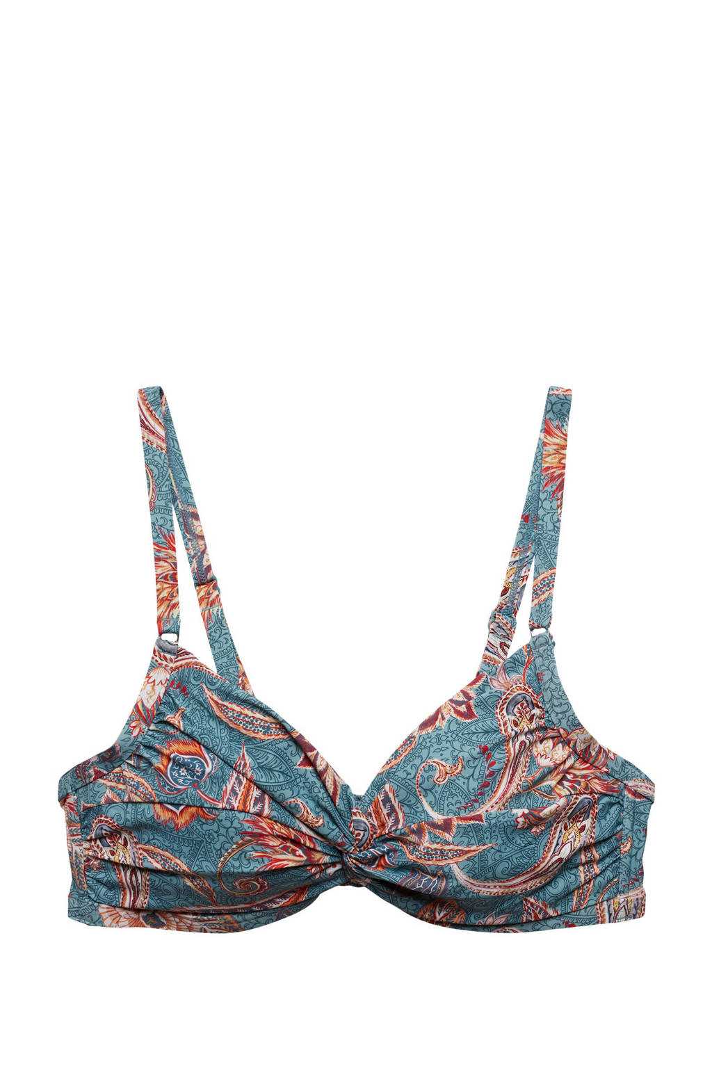 ESPRIT Women Beach beugel bikinitop met all over print lichtblauw/oranje, Lichtblauw/Oranje