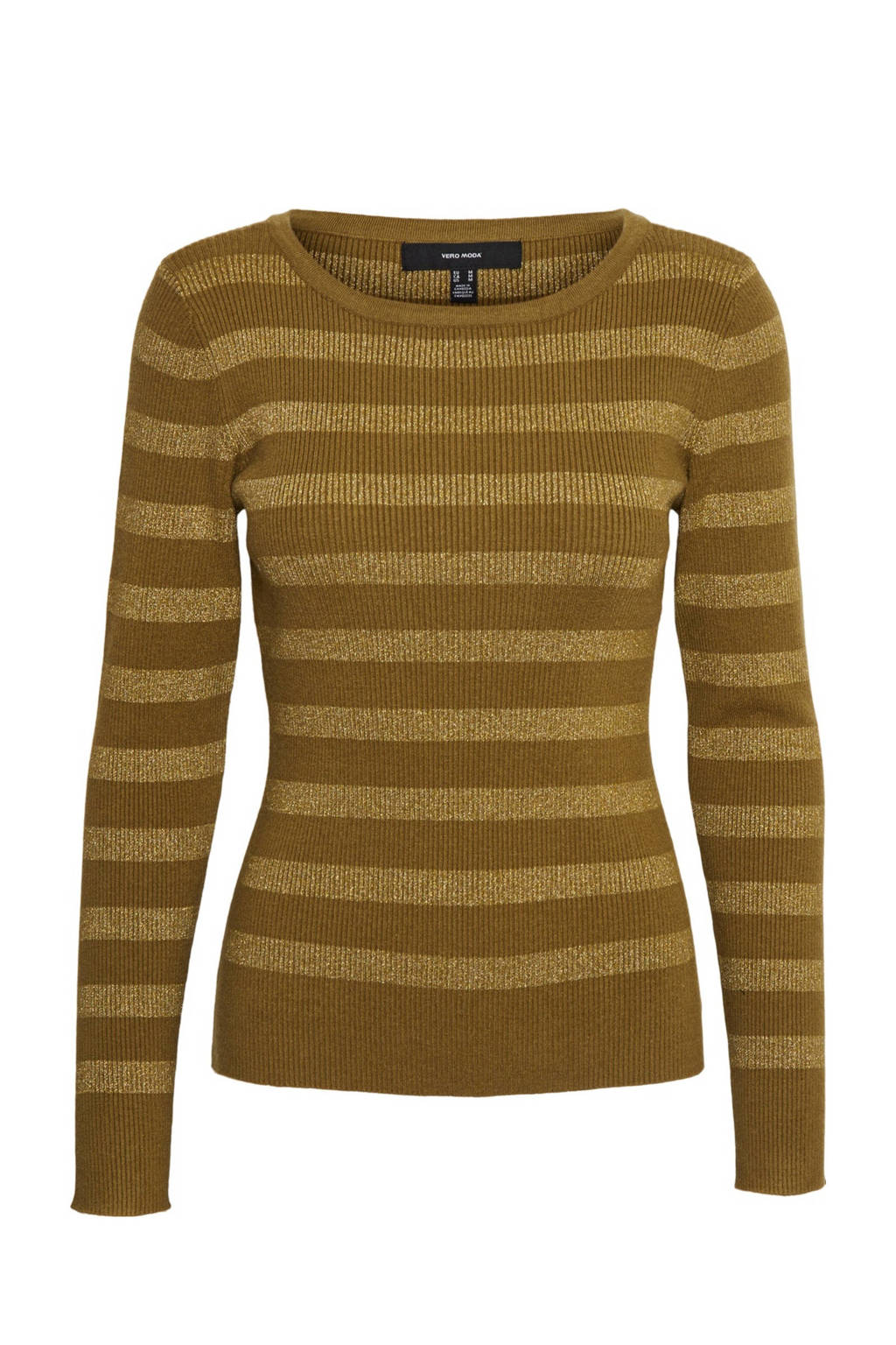 VERO MODA gestreepte ribgebreide longsleeve Jaz okergeel, Okergeel