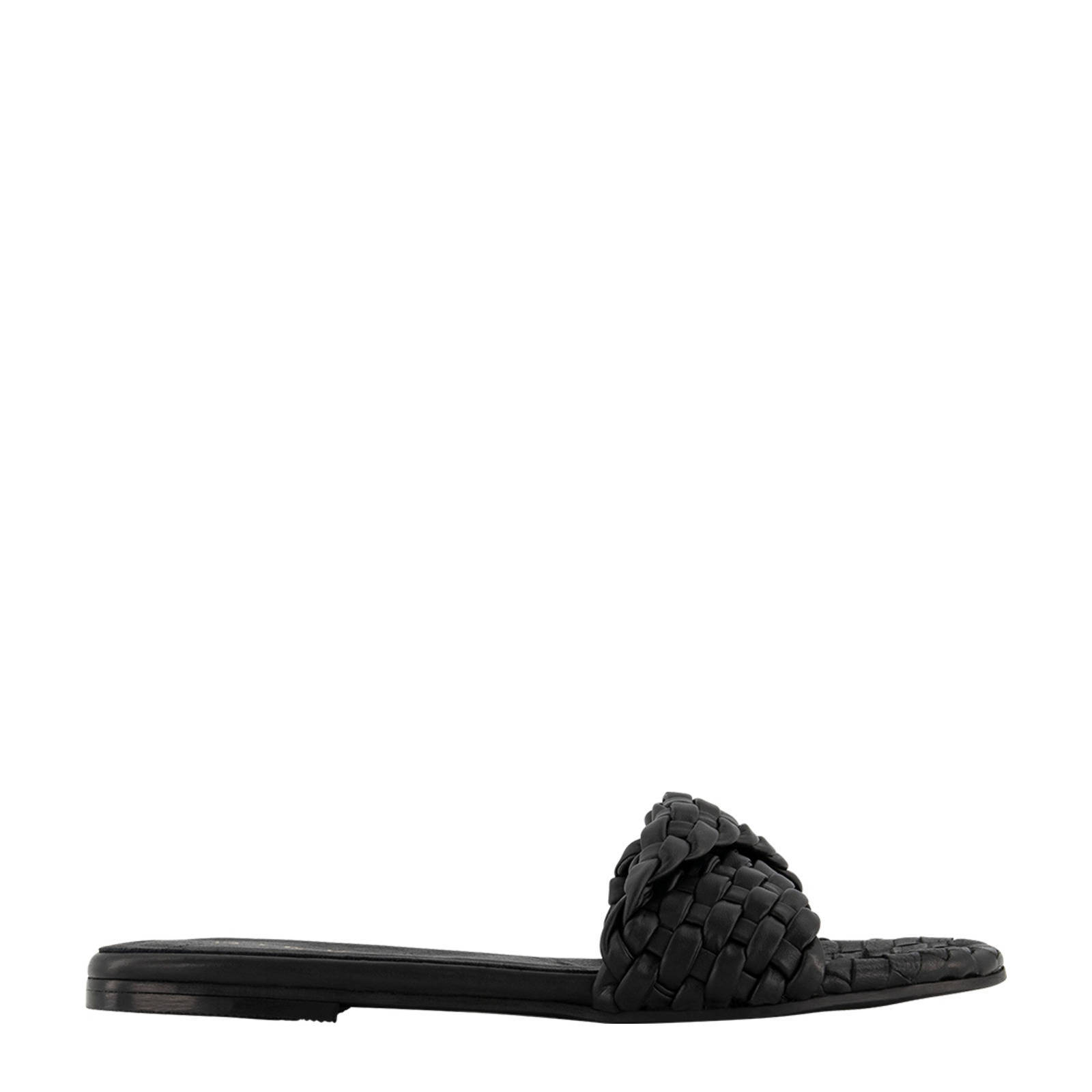 NIKKIE Bayan Sandals gevlochten leren slippers zwart online kopen