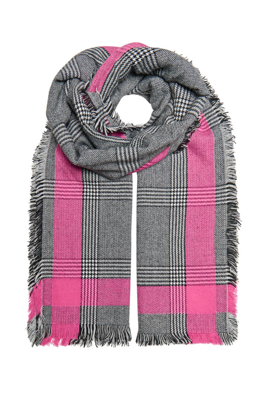ONLY geruite sjaal grijs/roze, Grijs/roze