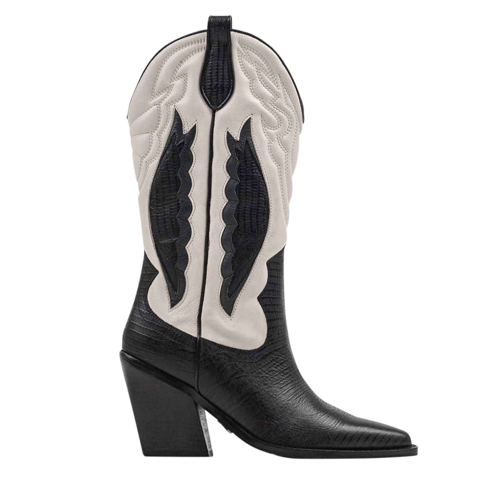 Bronx New-Kole Western leren cowboylaarzen zwart/off white | wehkamp