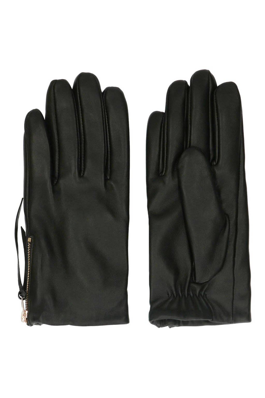 Sacha leren handschoenen zwart, Zwart