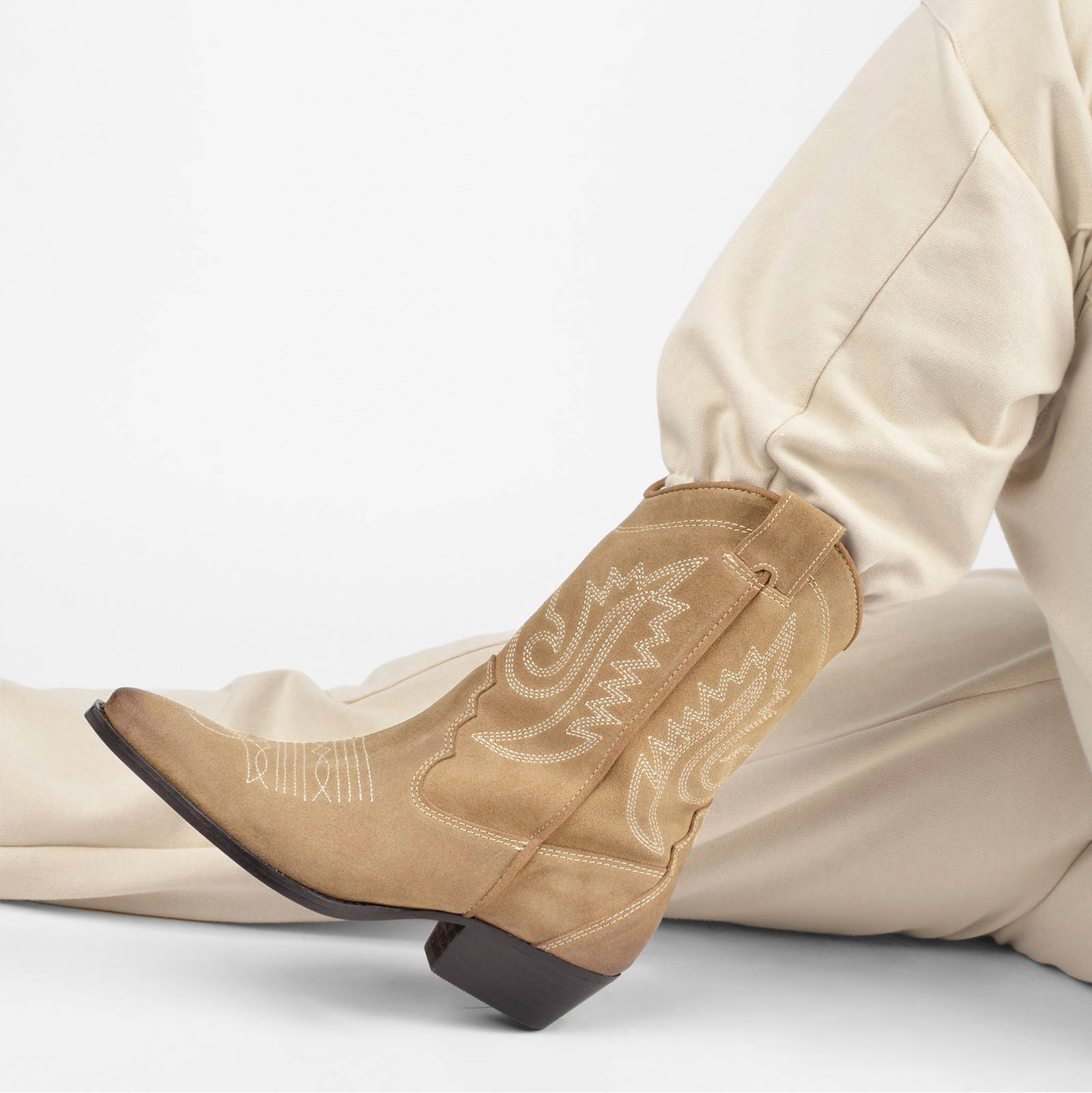 PS Poelman Moco leren cowboylaarzen beige | wehkamp