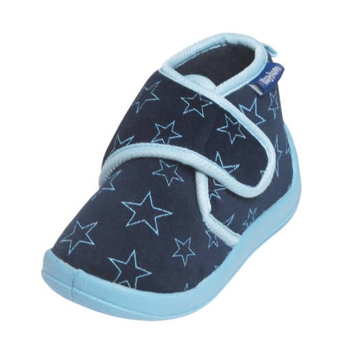 Playshoes pantoffels met sterrendessin Velcro donkerblauw/lichtblauw afbeelding