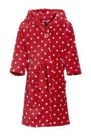 thumbnail: Playshoes fleece badjas Dots met stip dessin rood/wit