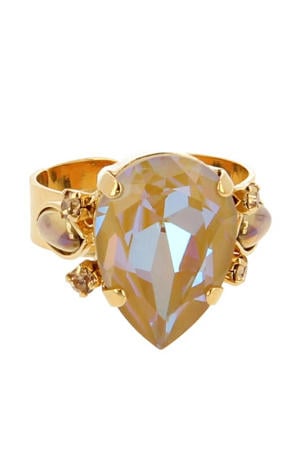 gold plated ring met Swarovski Kristallen Orchid