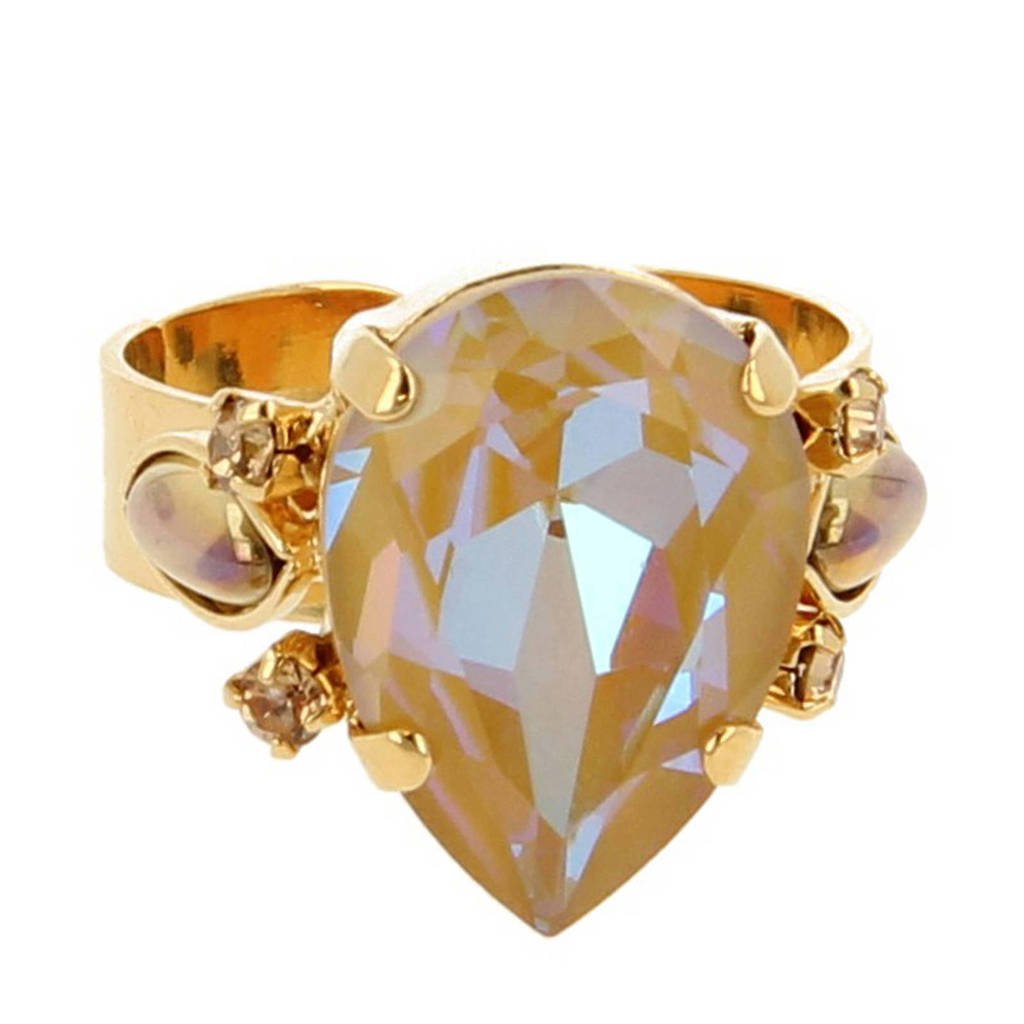 Otazu met goud vergulde ring met Swarovski Kristallen Orchid, Multi