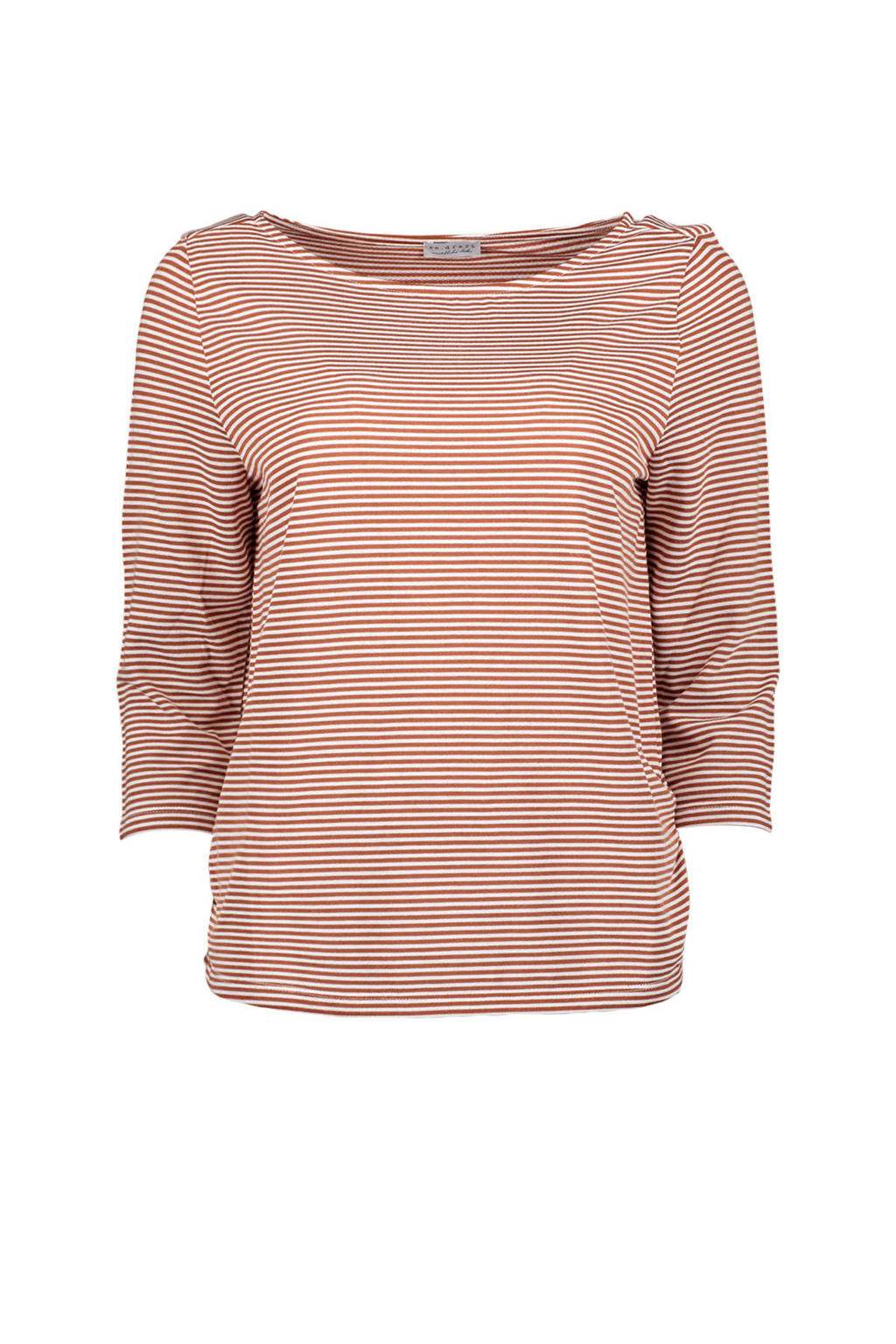 Re-Draft gestreepte top roodbruin/wit, Roodbruin/wit