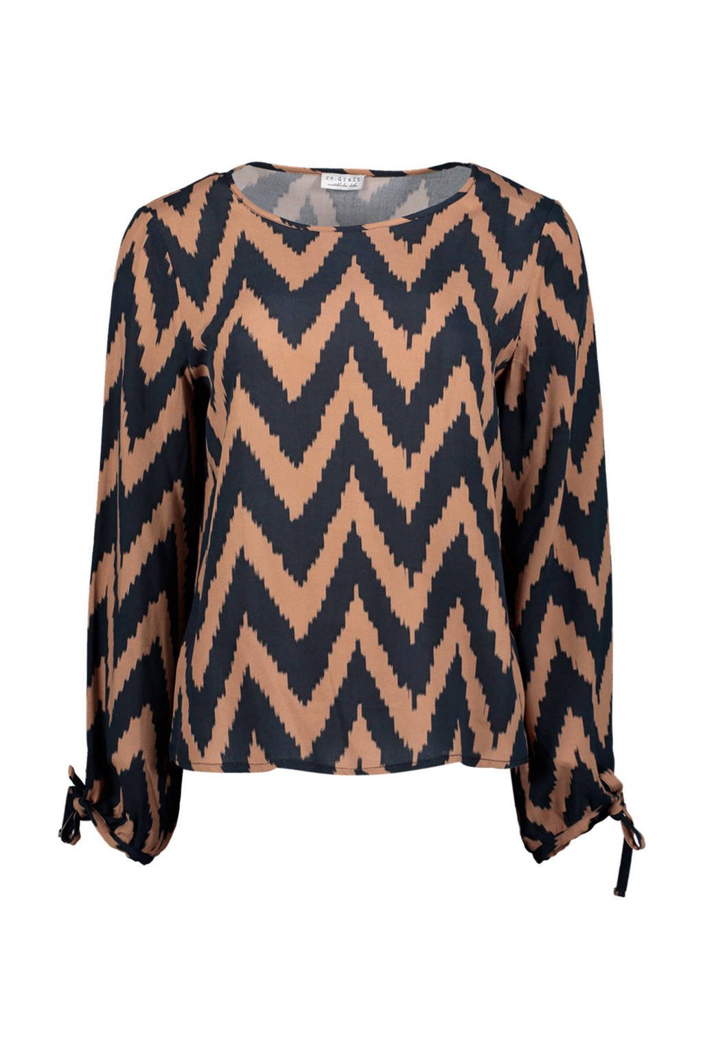 Re-Draft top met all over print lichtbruin/zwart, Lichtbruin/zwart