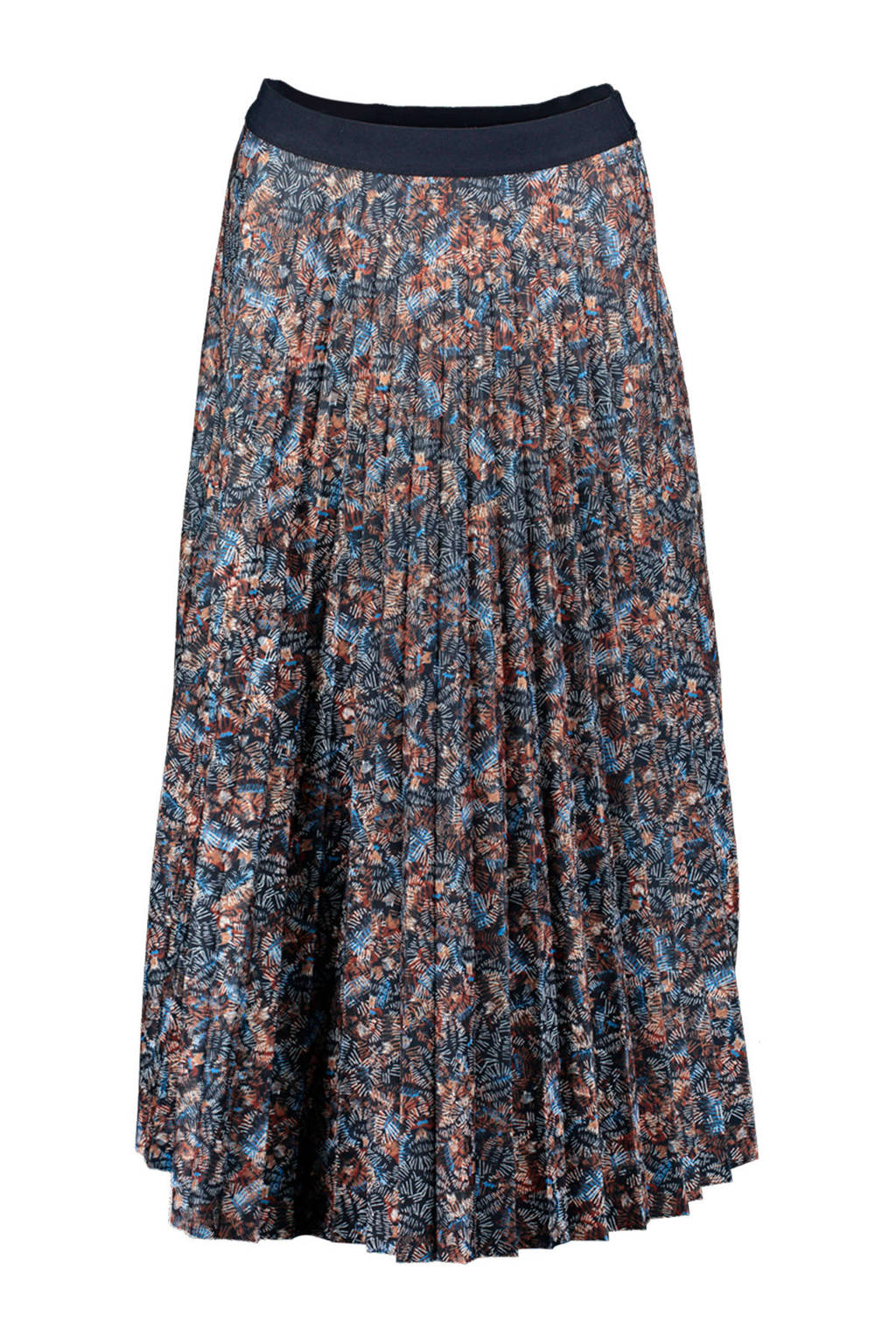 Re-Draft plissé rok met all over print donkerblauw/blauw/rood, Donkerblauw/blauw/rood