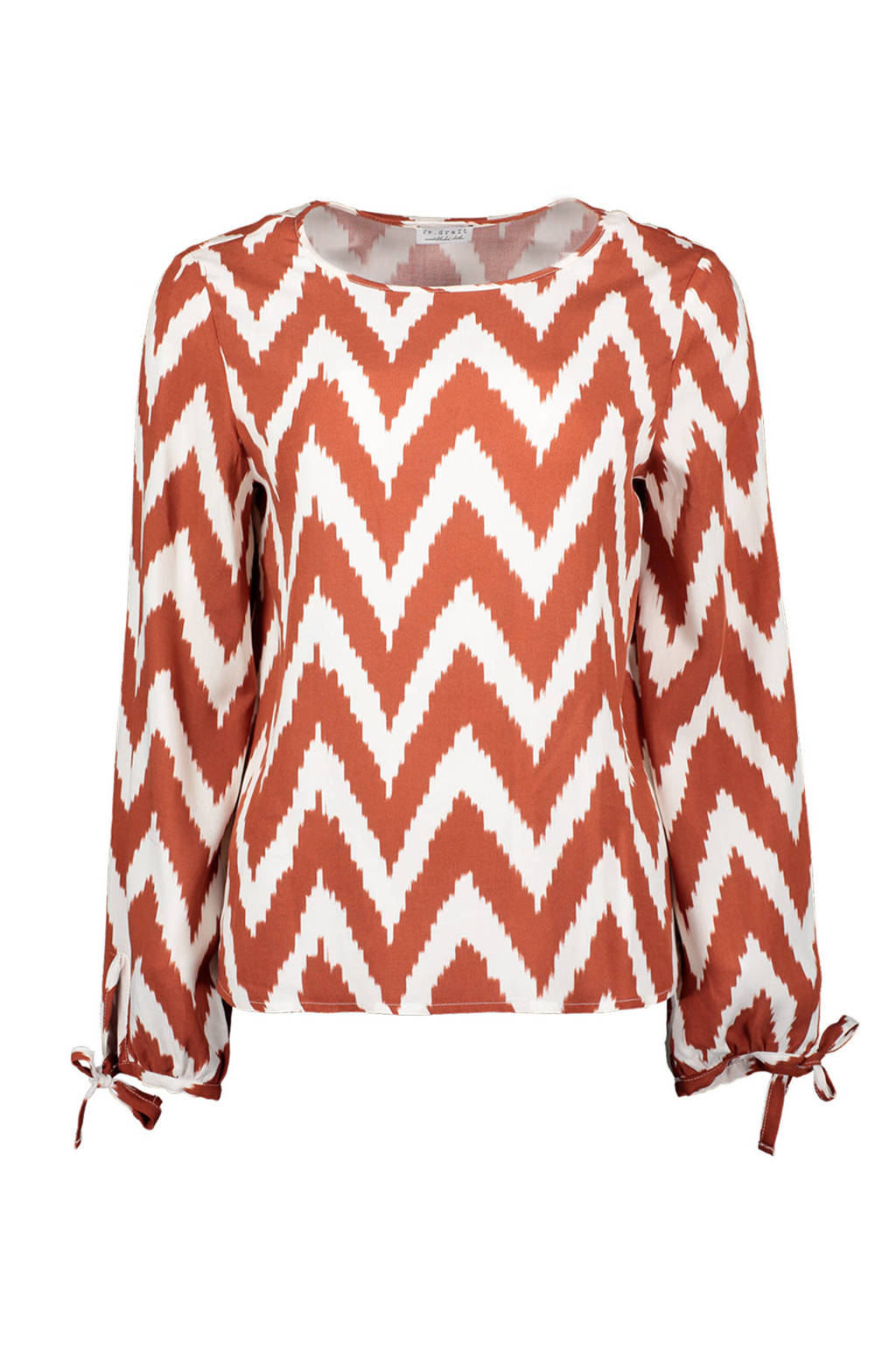 Re-Draft top met all over print wit/roodbruin, Wit/Roodbruin