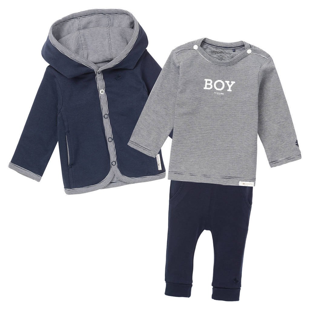 Noppies reversible vest + longsleeve + broek donkerblauw/wit, Donkerblauw/wit