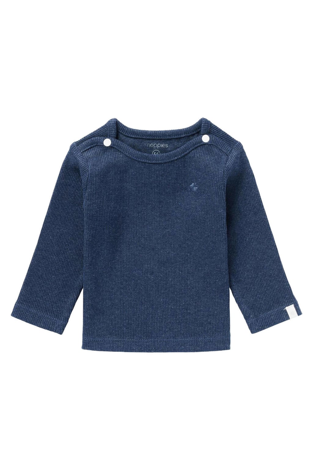 Donkerblauwe jongens en meisjes Noppies baby ribgebreide longsleeve Natal van katoen met effen, lange mouwen, ronde hals, drukknoopsluiting en borduursels