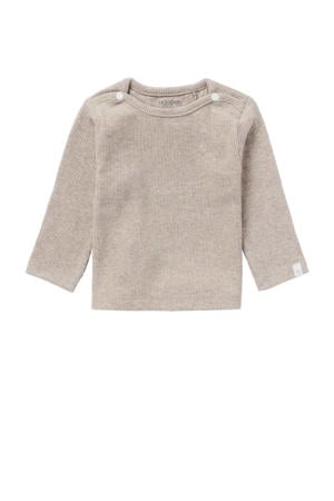 baby gemêleerde ribgebreide longsleeve Natal met katoen taupe melange