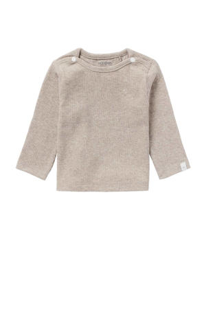 baby gemêleerde ribgebreide longsleeve Natal met katoen taupe melange