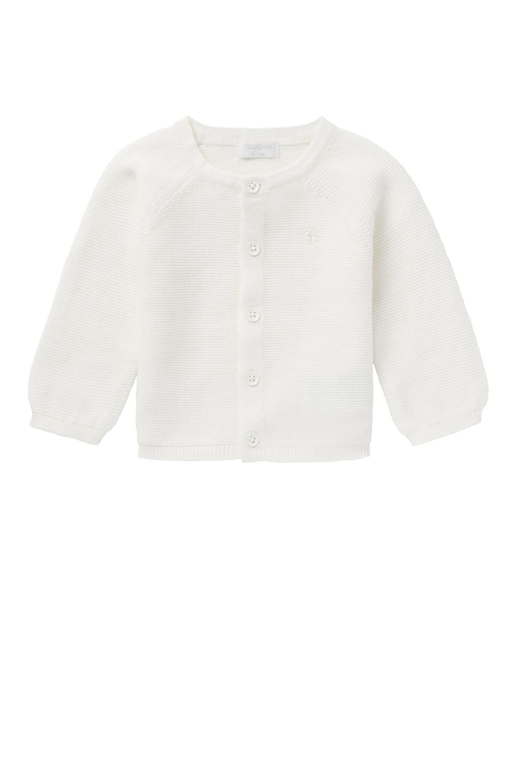 Witte jongens en meisjes Noppies baby vest Naga van katoen met effen, lange mouwen, ronde hals, drukknoopsluiting en borduursels