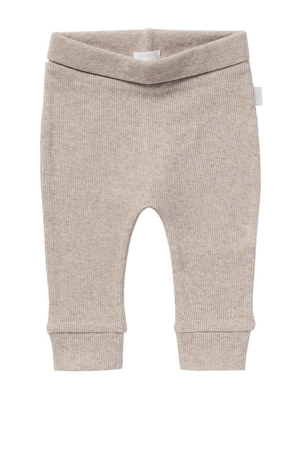 Taupe Noppies baby baby broek Naura melange van katoen met regular fit, regular waist, elastische tailleband en effen