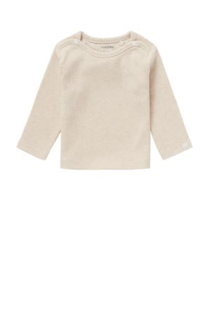 baby gemêleerde ribgebreide longsleeve Natal met katoen beige melange