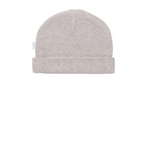 rib gebreide newborn muts Nevel taupe melange