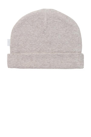 rib gebreide newborn muts Nevel taupe melange