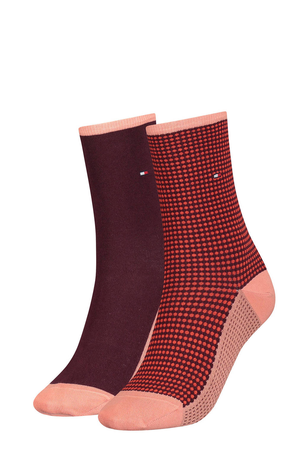 Tommy Hilfiger sokken - set van 2 rood/bordeauxrood, Rood/bordeauxrood