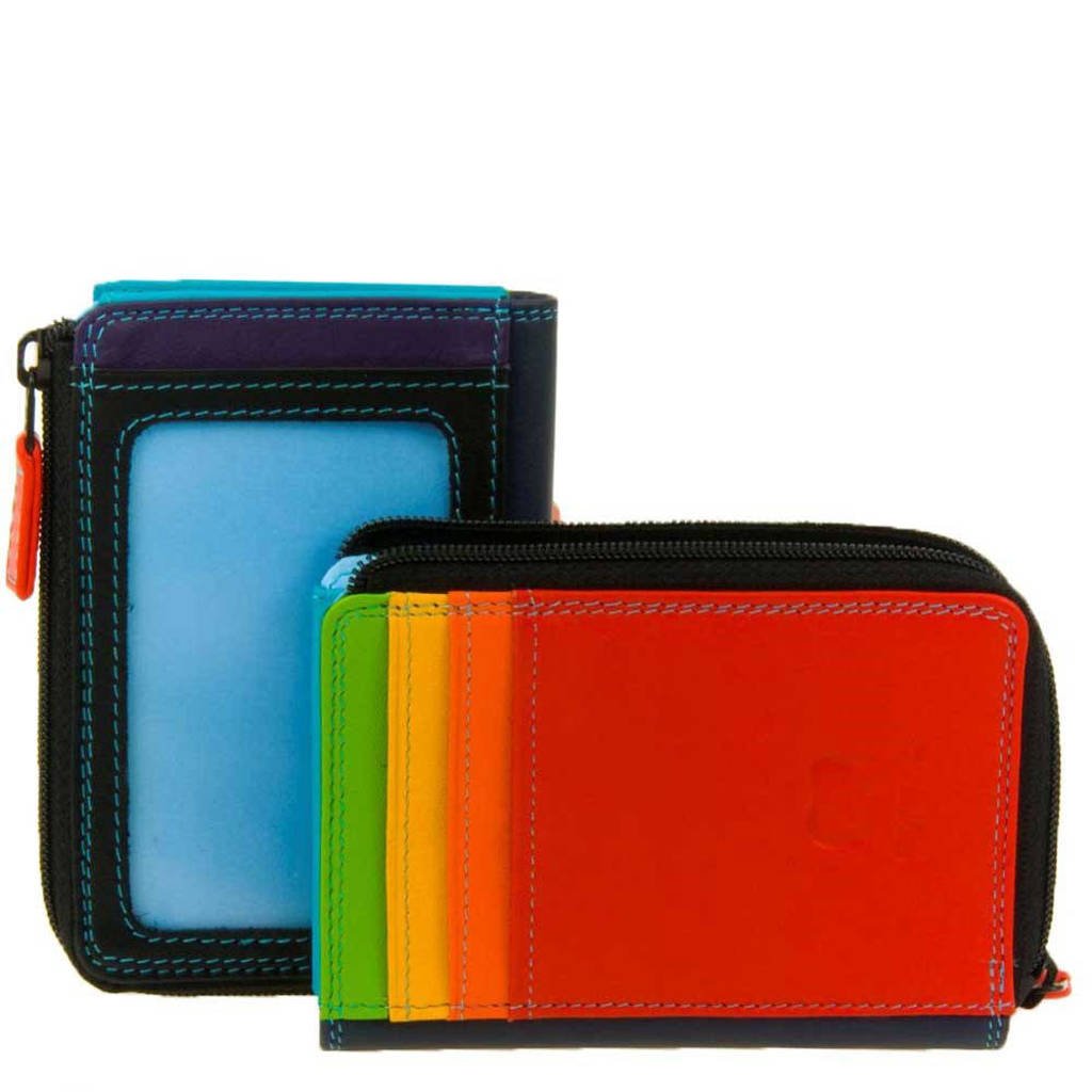 Mywalit leren pasjeshouder zwart/multi, Zwart/multi