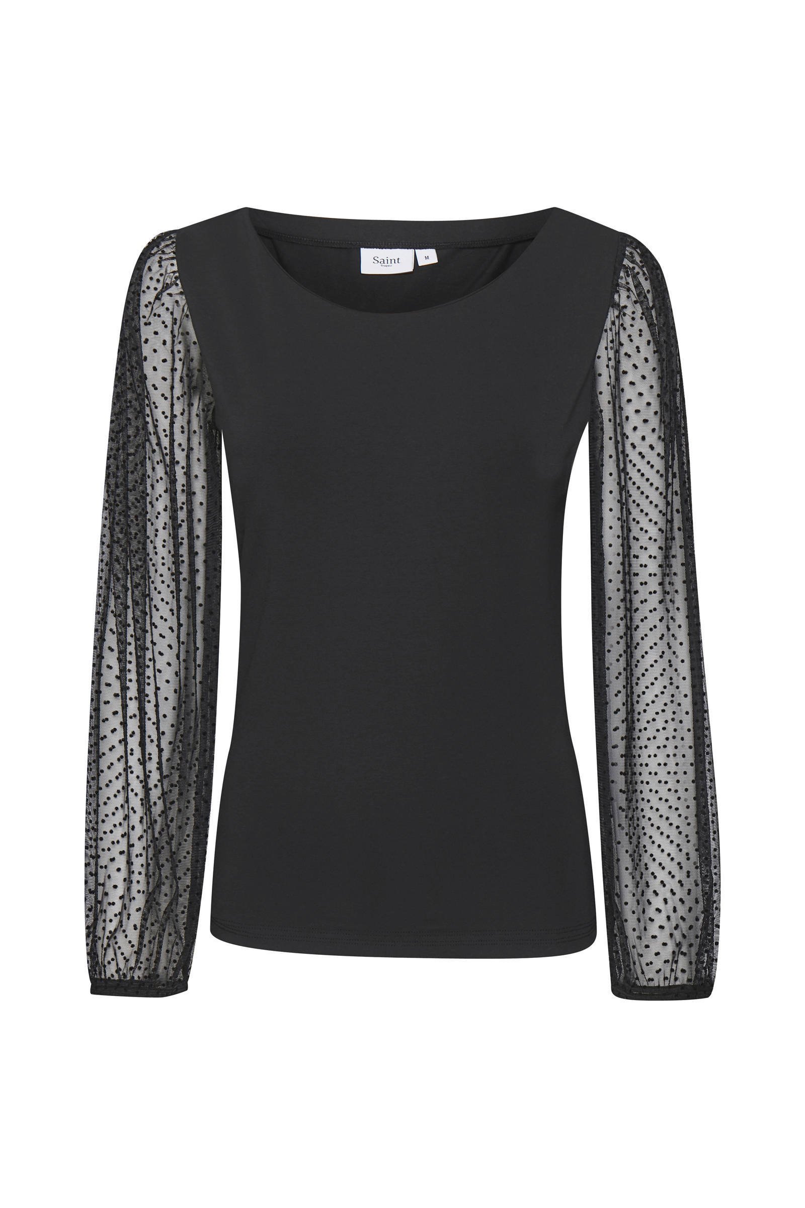 Saint Tropez top Dyveke met stippen en mesh zwart | wehkamp Saint Tropez top Dyveke met stippen en mesh zwart | wehkamp