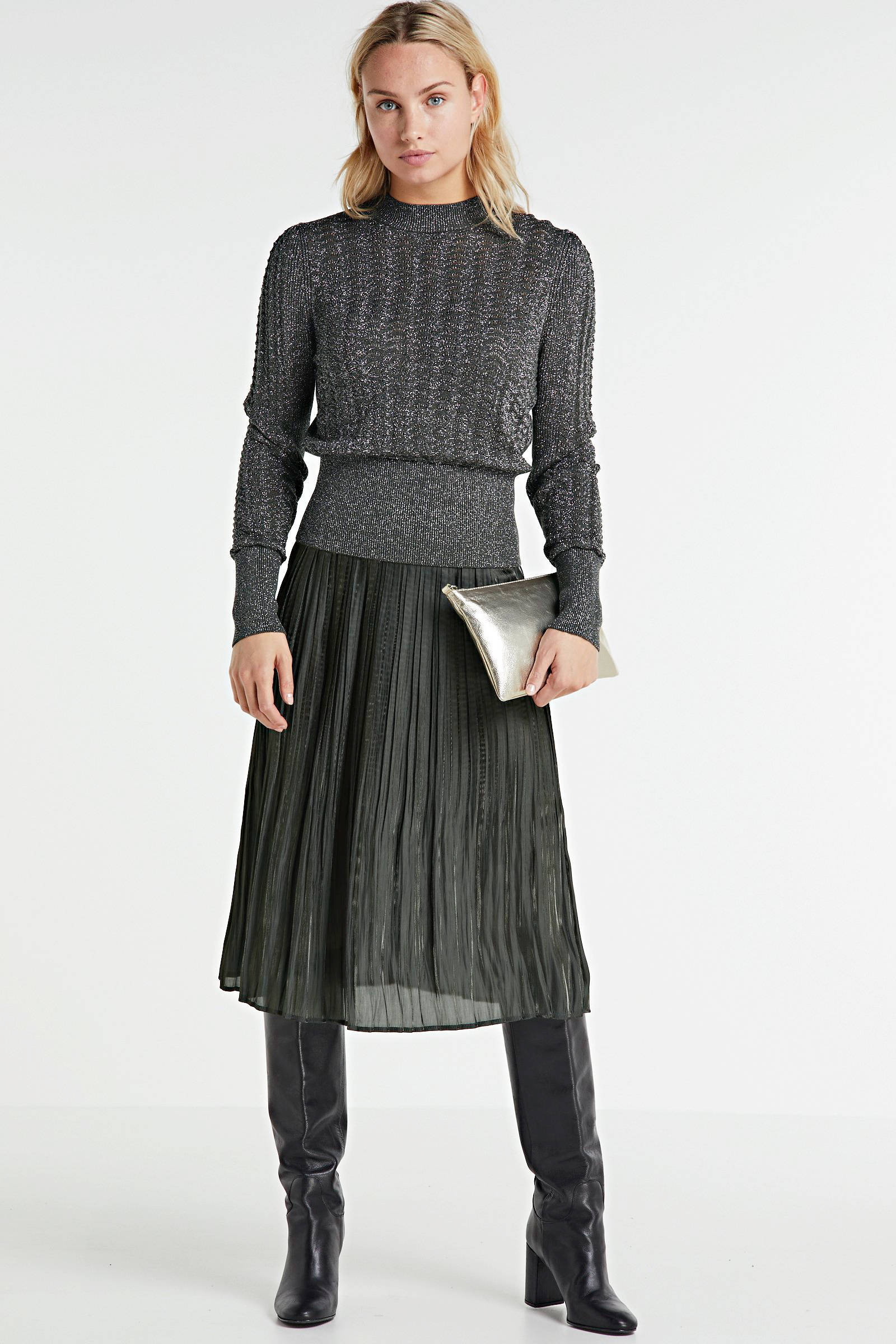 Soaked In Luxury trui met lurex Aiko antraciet | wehkamp Soaked In Luxury trui zwart | wehkamp