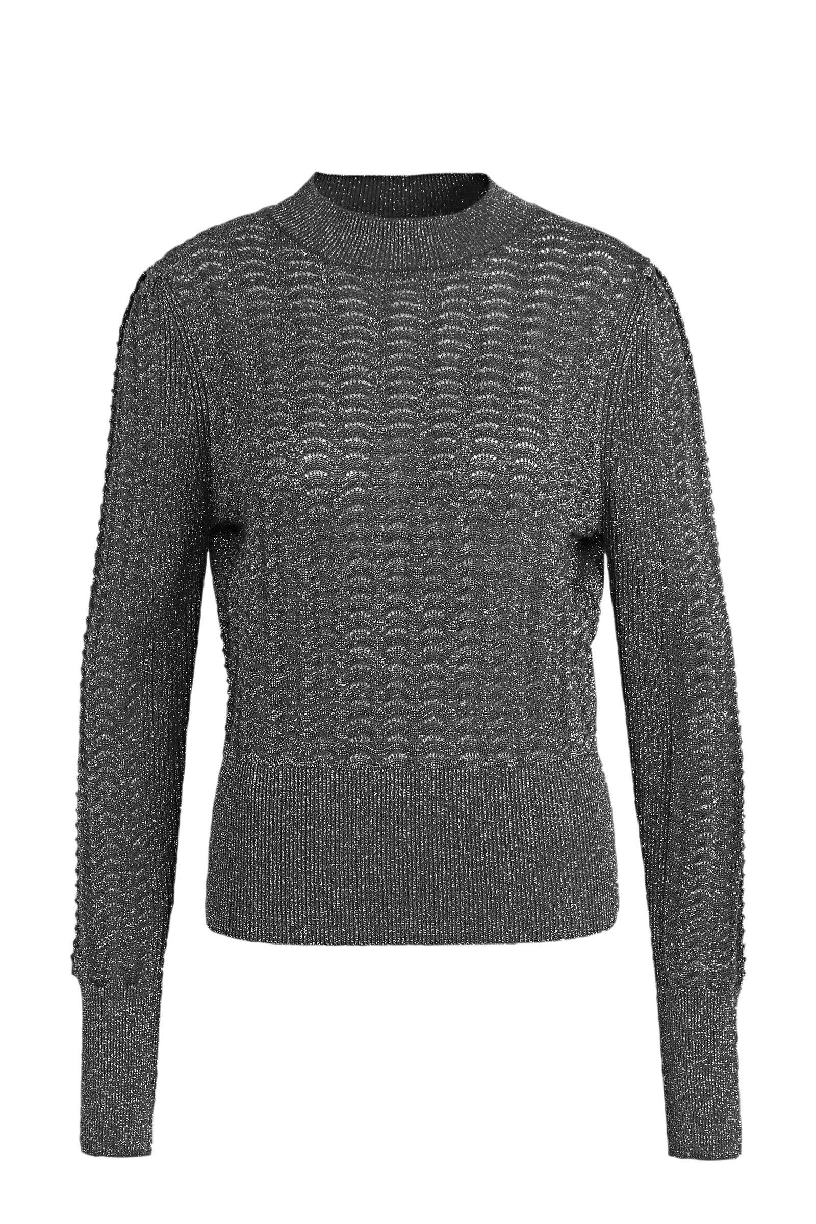 Soaked In Luxury trui met lurex Aiko antraciet | wehkamp Soaked In Luxury trui zwart | wehkamp