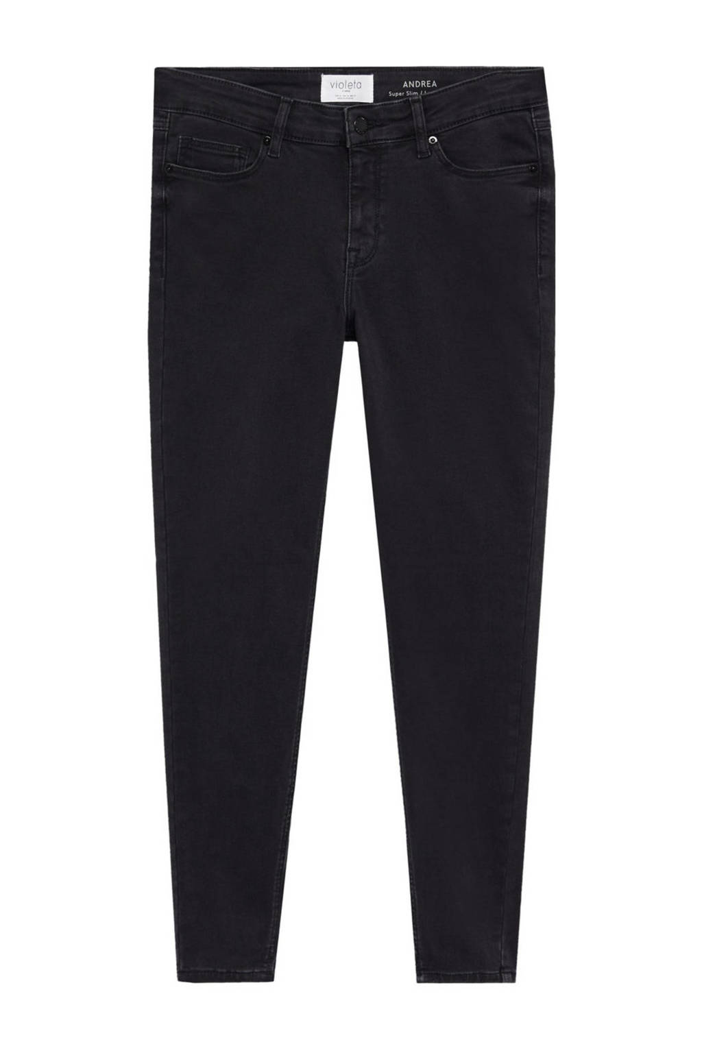 Violeta by Mango low waist super skinny jeans Andrea black denim, Black denim