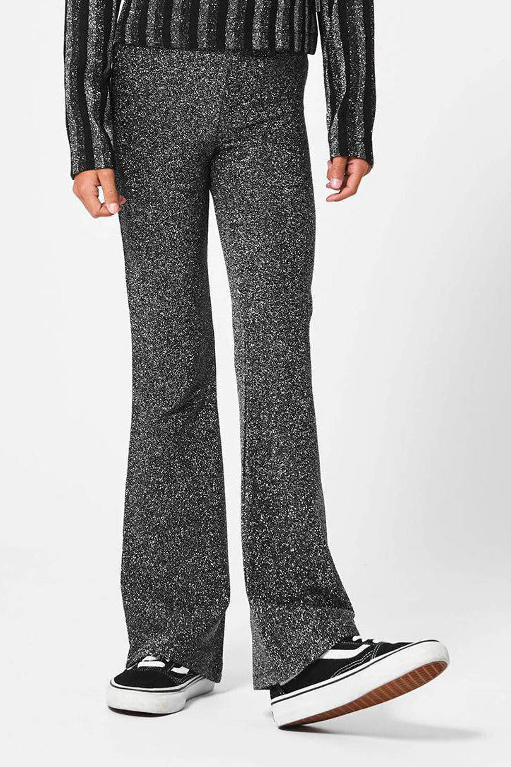 Zilverkleurige meisjes America Today Junior broek Charly 32 inch van polyester met regular waist