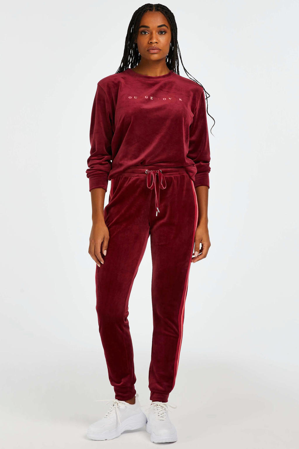 Hunkemöller velours sweater met printopdruk donkerrood