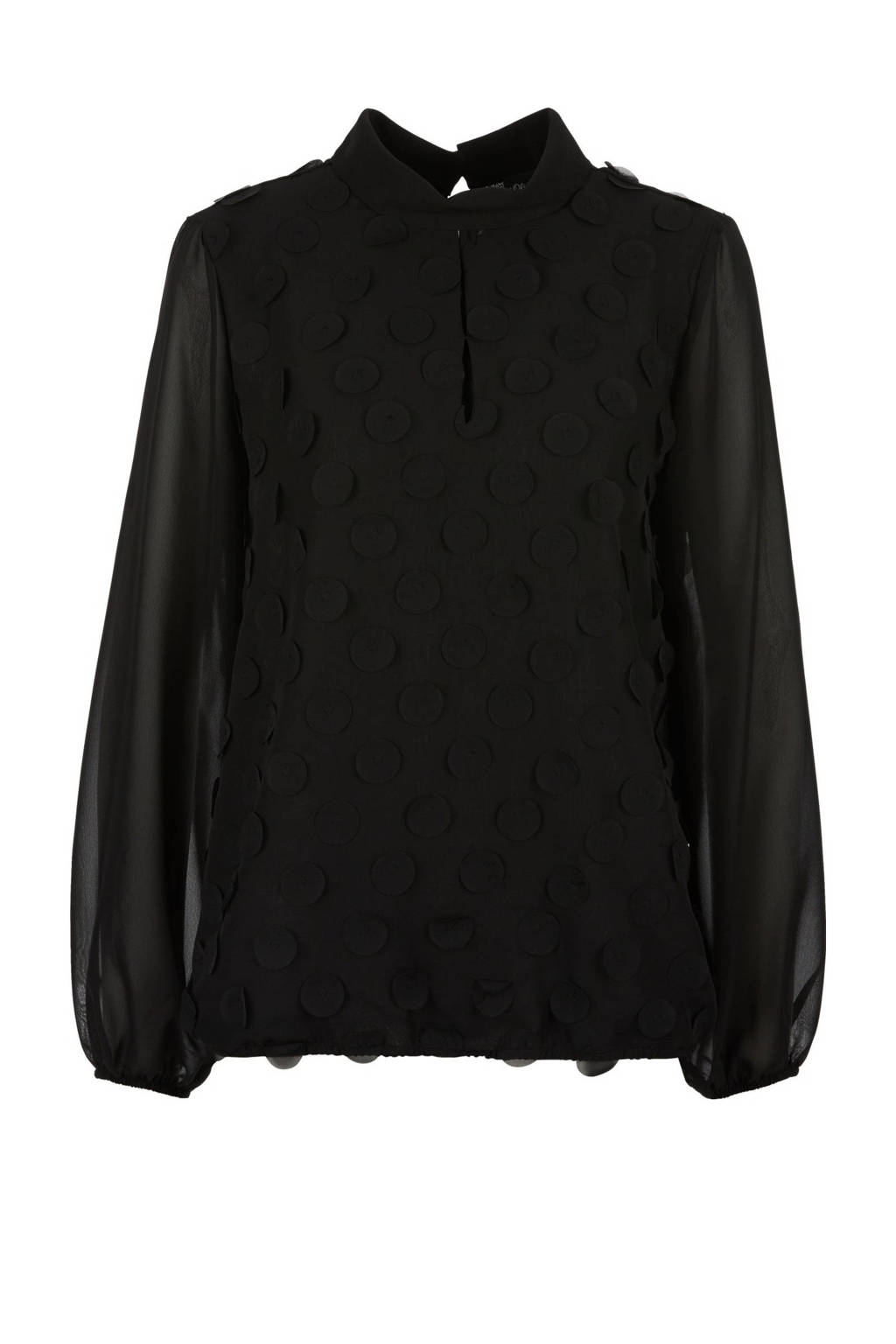 s.Oliver BLACK LABEL semi-transparante top met open detail zwart, Zwart
