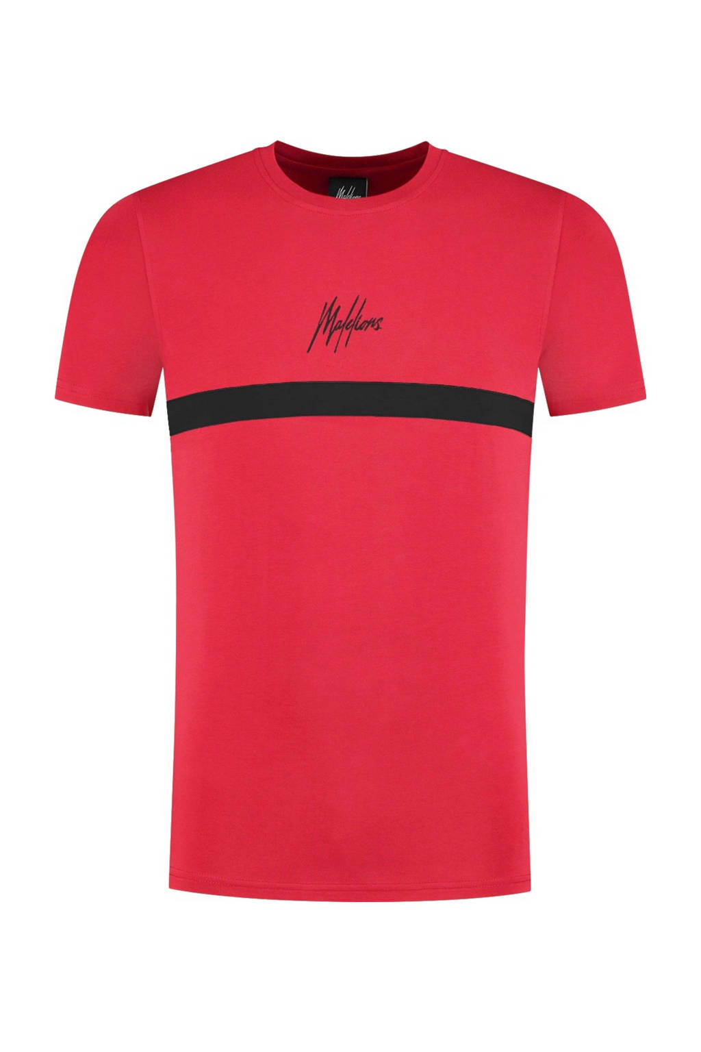 Malelions T-shirt met logo rood/zwart, Rood/zwart