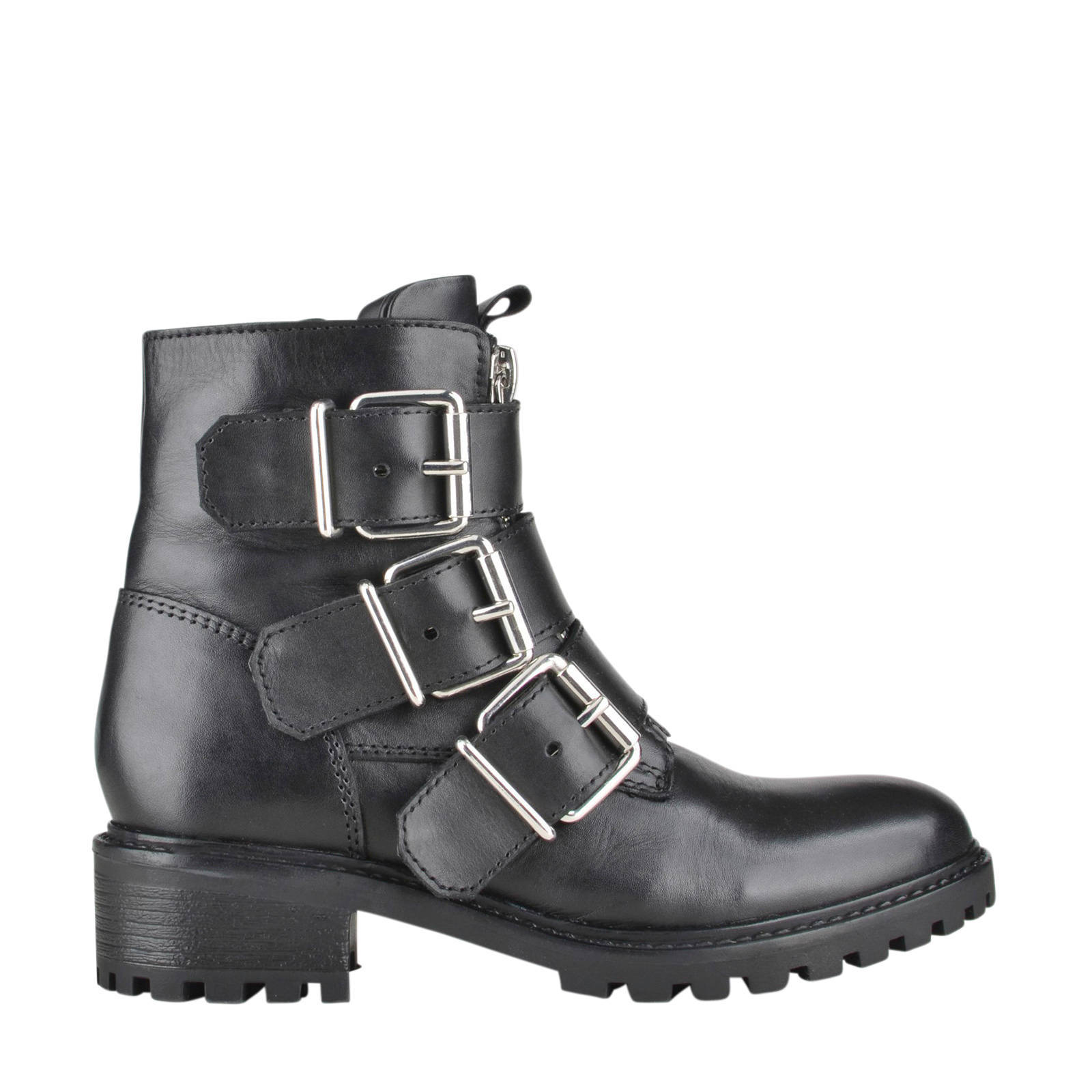 PS Poelman Fenix leren bikerboots zwart | wehkamp