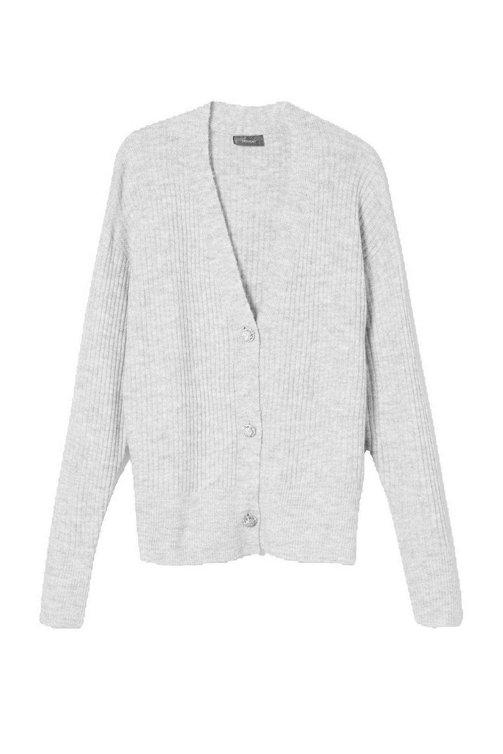 C&A Yessica gemêleerd ribgebreid vest lichtgrijs, Lichtgrijs