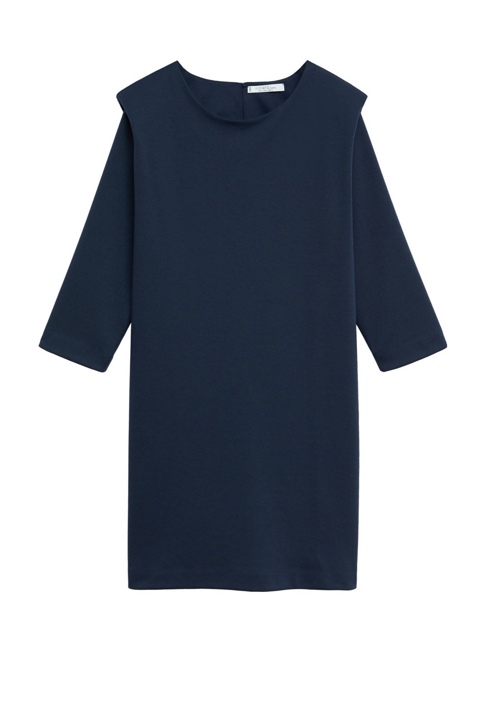 Violeta by Mango jurk marine met schoudervulling online kopen