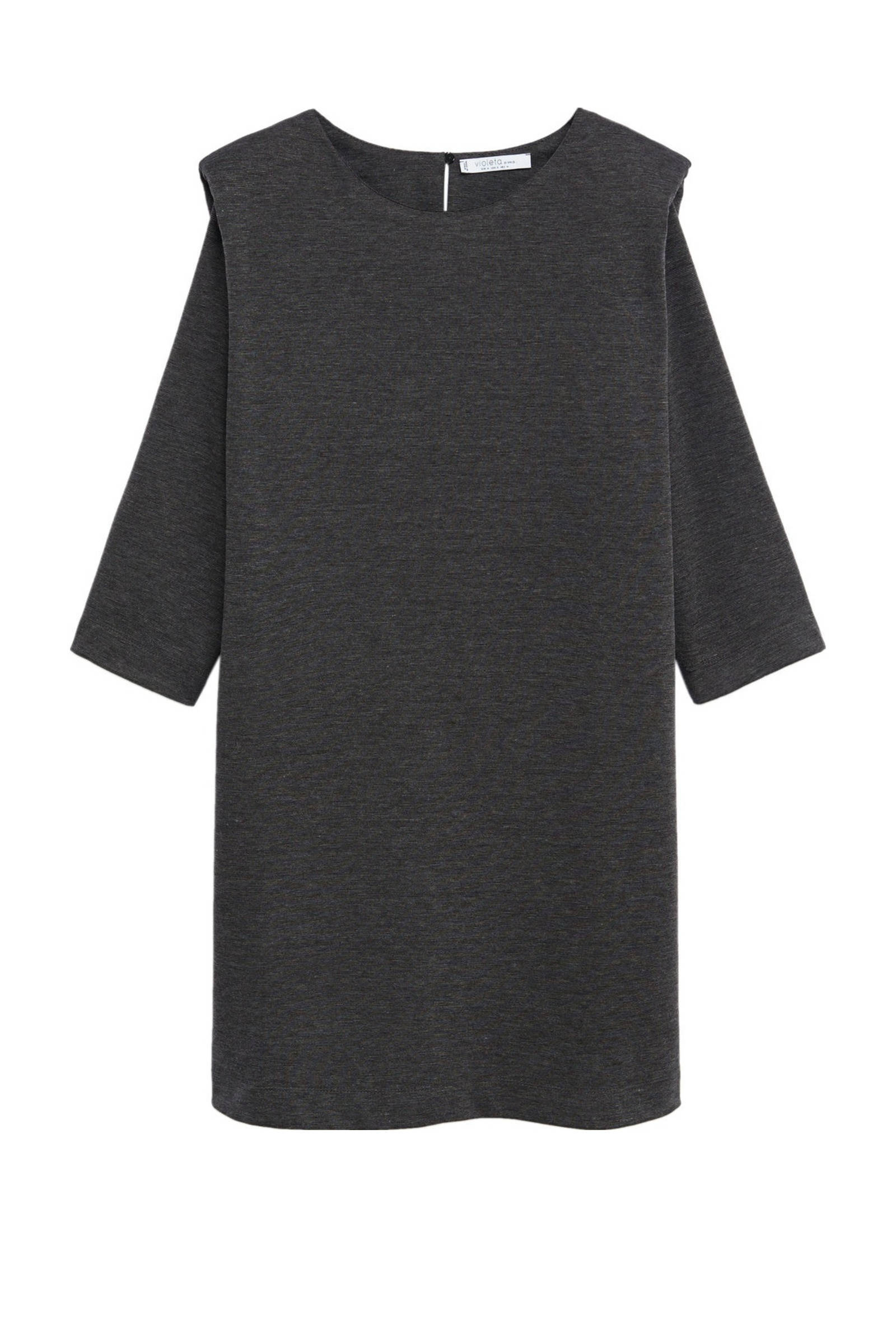 Violeta by Mango jurk grijs melange met schoudervulling online kopen